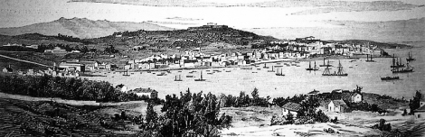 Una vista del Arenal y la villa de Vigo al fondo, en un grabado del siglo XIX.